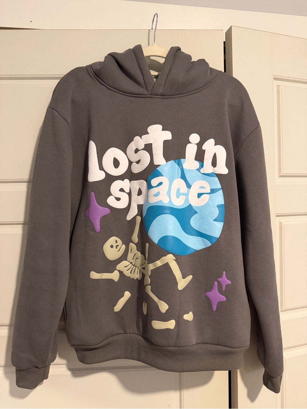 Amazon Gray "Lost in Space" Graphic Hoodie with Blue Planet